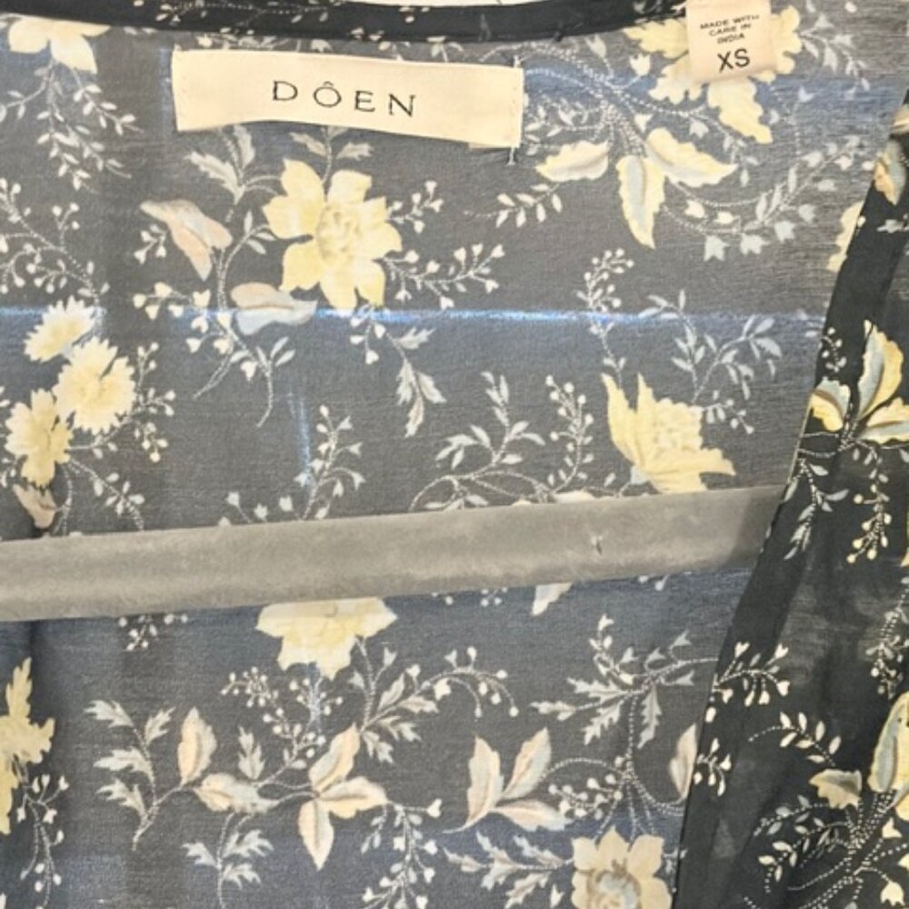 LKNW Doen noir winding blossoms , x-small floral-print midi dressXS - Picture 4 of 6